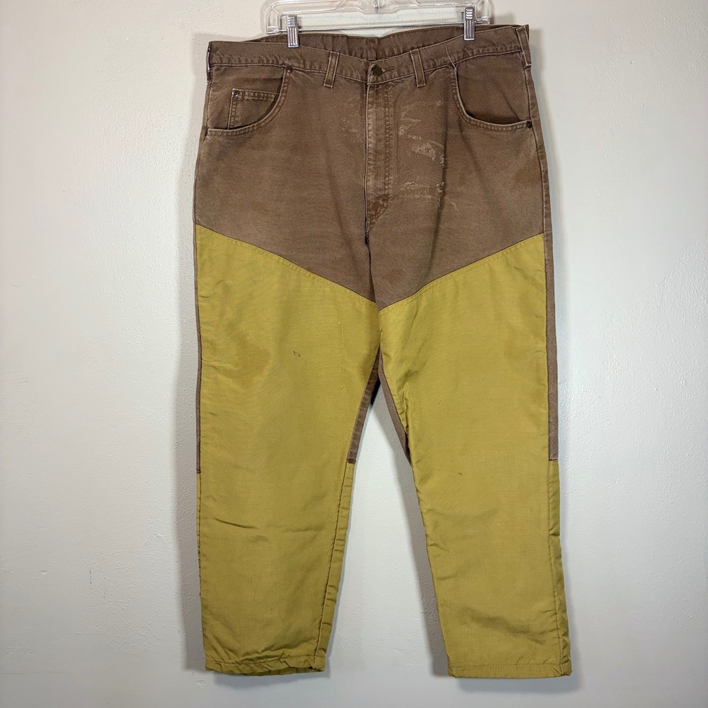 Wrangler Authentic Jeans Mens 42x30 Brush Pants Hunting Canvas Made in USA Brown